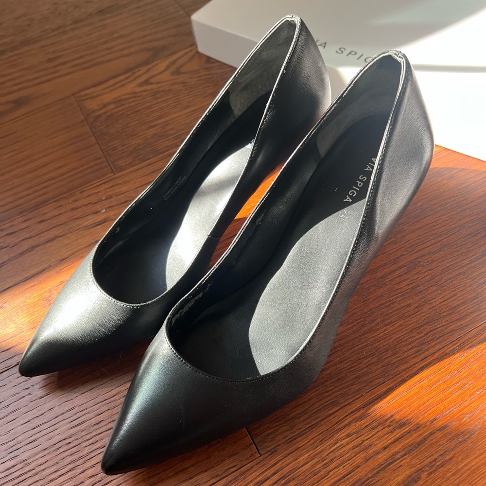 Via spiga black leather heels